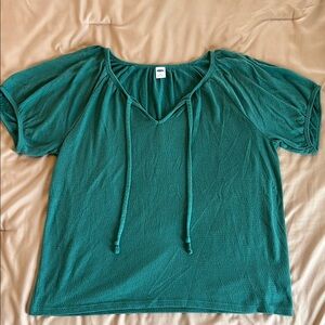 Old Navy Blue Tie Front Relaxed Blouse